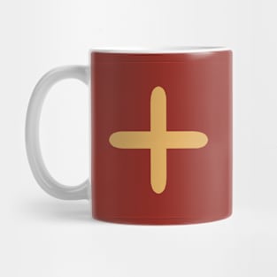 Plus in burgundy and buttery mustard Mug